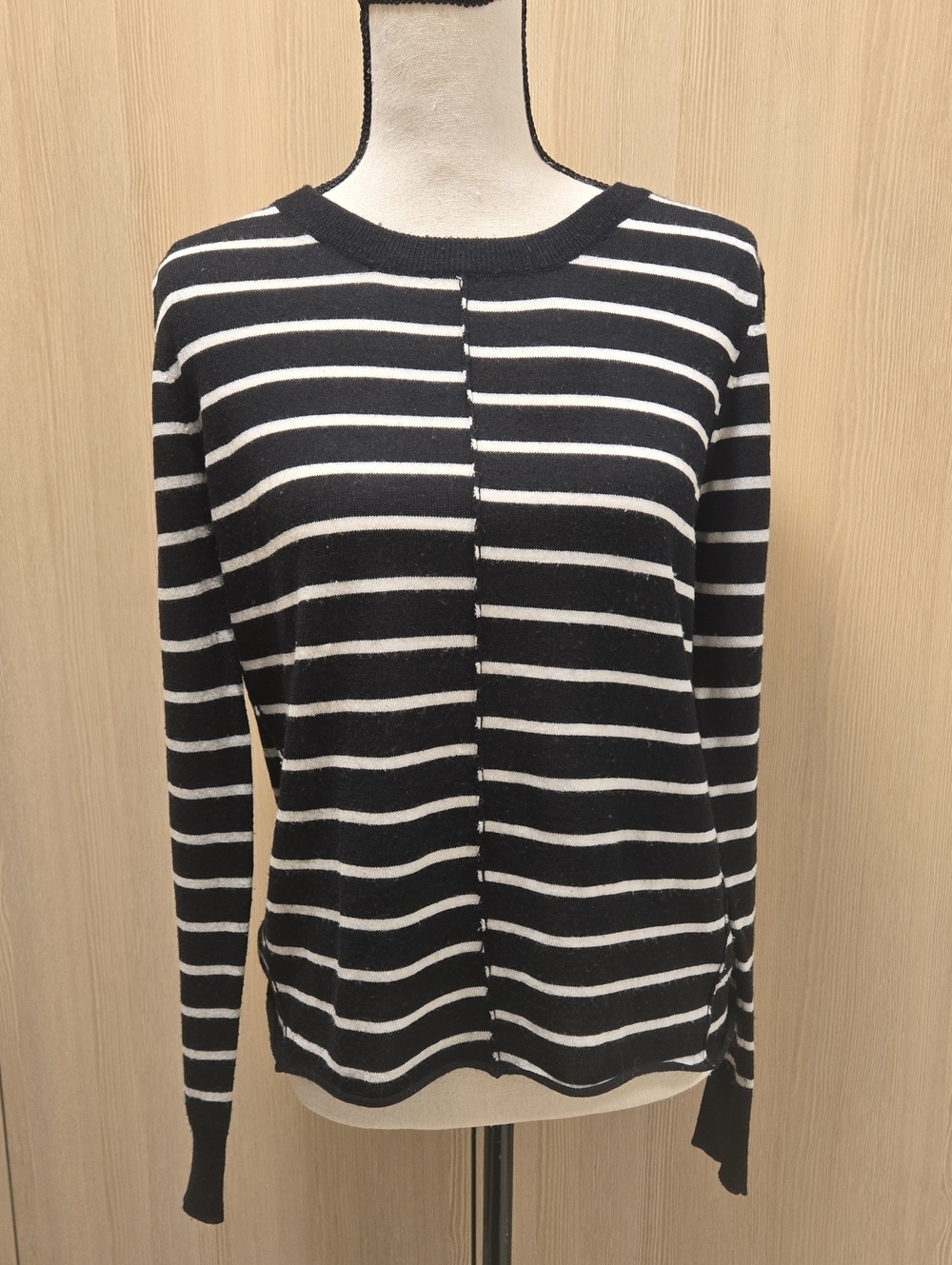 PAIGE Black & White Striped Crewneck Sweater